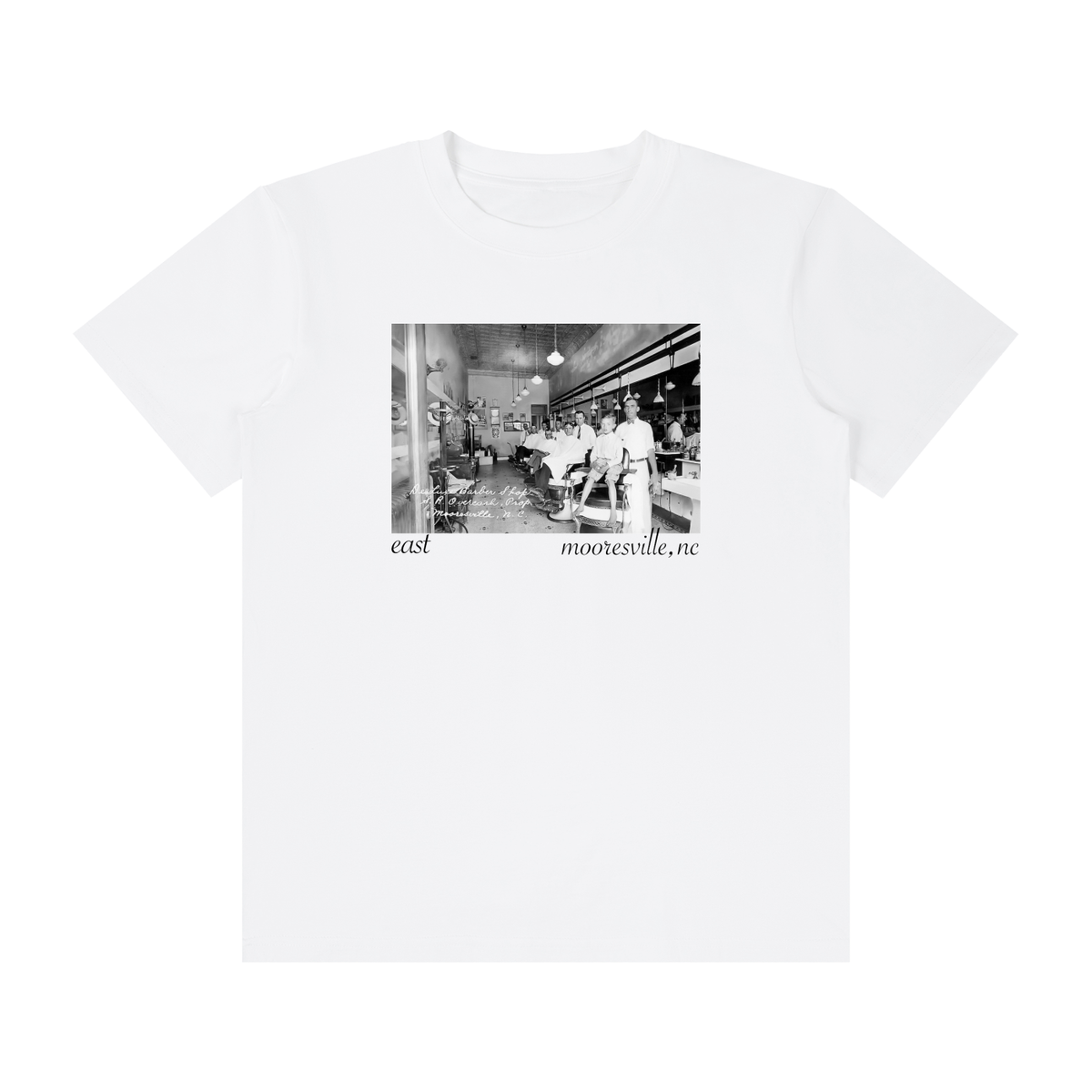 "DELUXE BARBER SHOP" | Mooresville Heritage T-Shirt, White